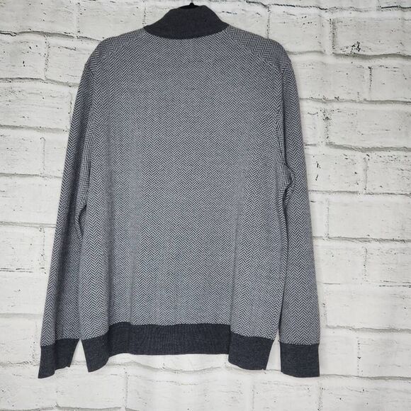 UNTUCKit Collared 1/4 Zip Sweater Mens Large Gray Extra Fine Merino Wool Casual - Picture 7 of 14